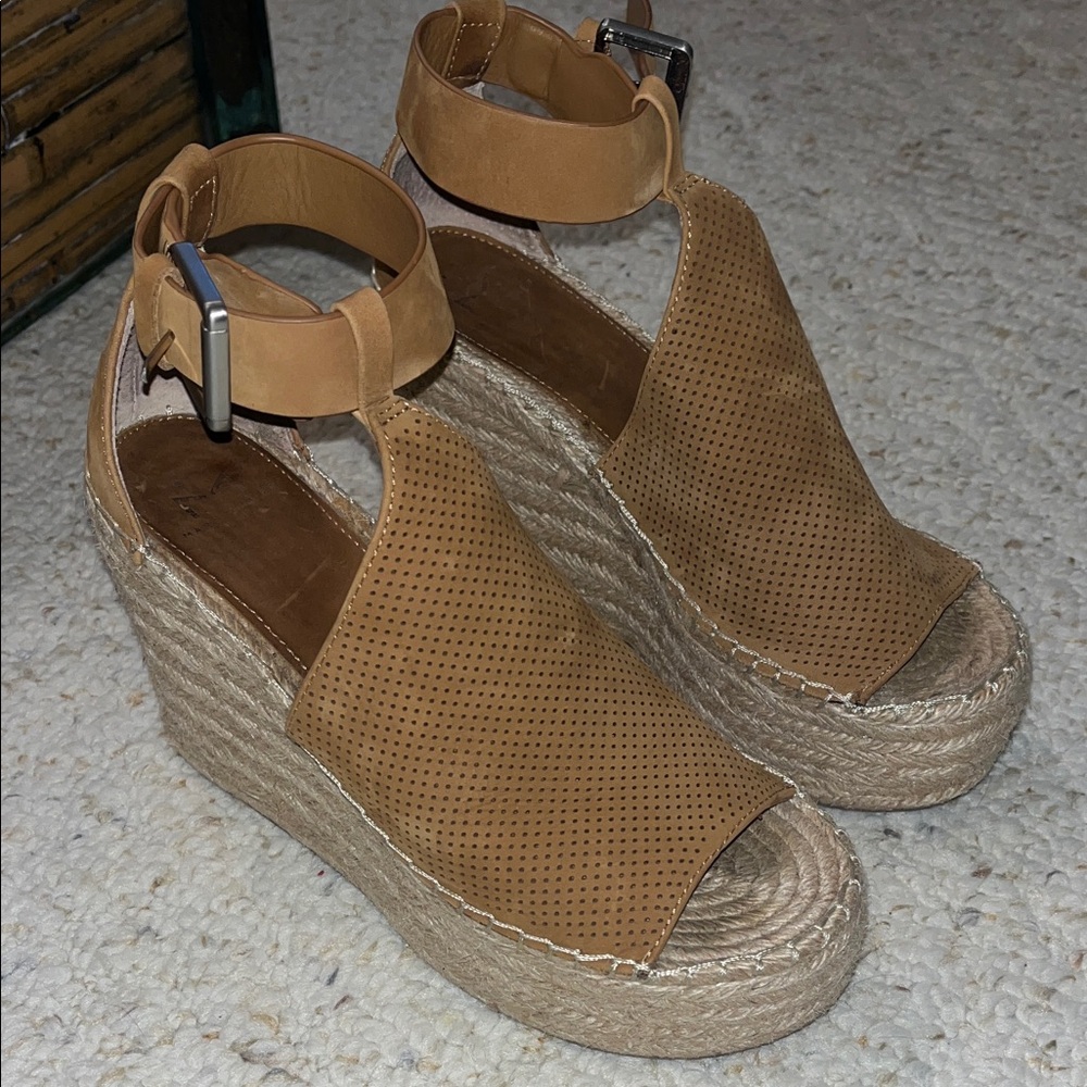 Marc Fisher Brown Wedge Sandals size 7M